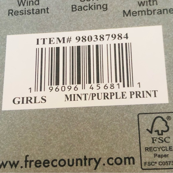 NWT New Girls Free Country Super SoftShel, color mint/purple print - Picture 15 of 16